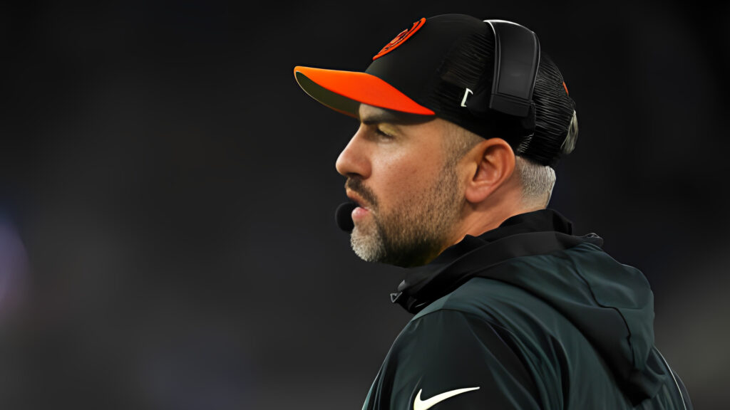 Former Cincinnati Bengals offensive coordinator Brian Callahan looks on from the sideline during an NFL football game against the Baltimore Ravens