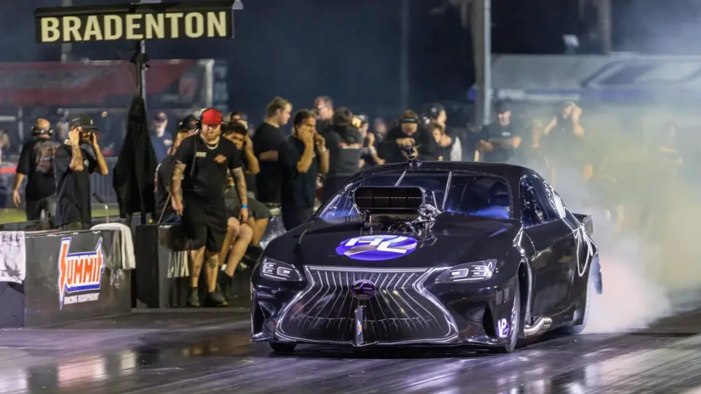 Street Outlaws No Prep Kings star Justin Swanstrom preparing to make a pass at the U.S. Street Nationals