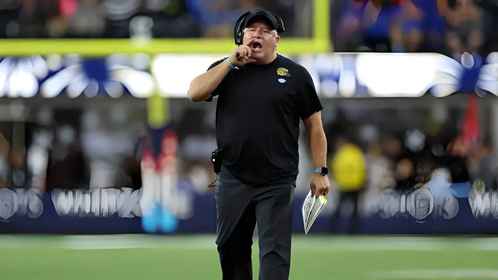 Former UCLA Bruins head coach Chip Kelly reacts to a play in the third quarter against the Boise State Broncos during the Starco Brands LA Bowl Hosted by Gronk