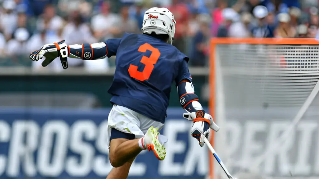Virginia Cavaliers player Ian Laviano celebrates after scoring the winning goal during the Division I Men's Lacrosse Semifinals