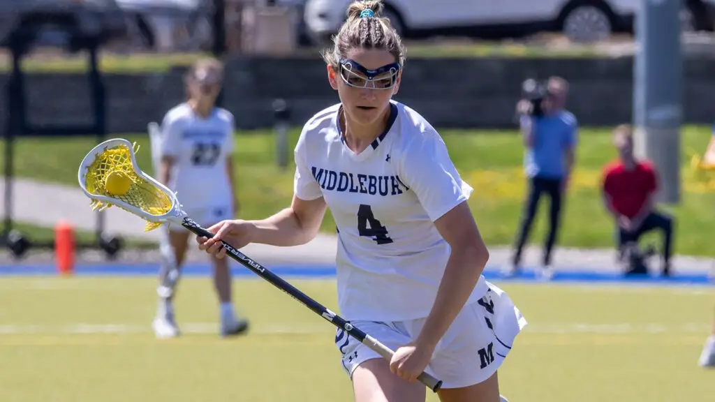 Middlebury Panthers Midfielder Sara Ellinghaus looks to make a play in a game