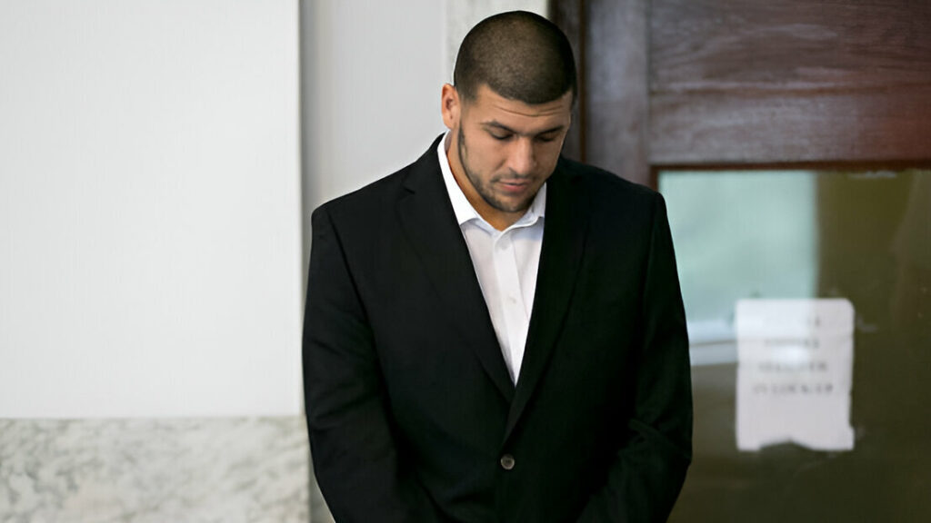 Former NFL player Aaron Hernandez stood in the courtroom as he appeared in the Attleboro District Court
