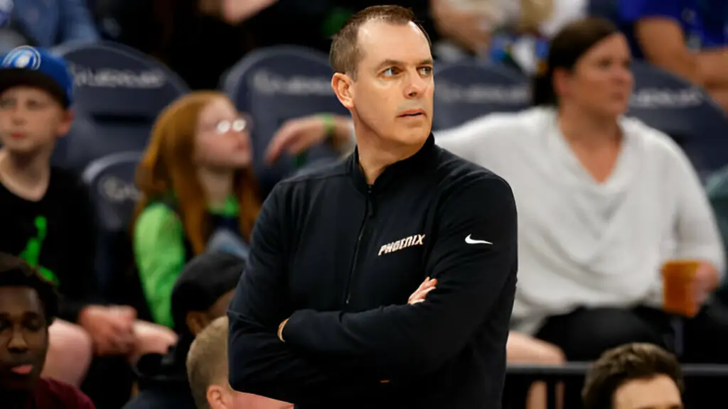 Former Phoenix Suns head coach Frank Vogel looks on during their game against the Minnesota Timberwolves in the third quarter