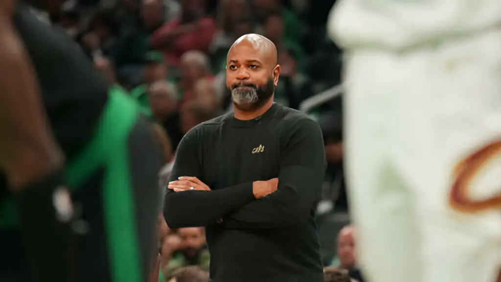 Former Cleveland Cavaliers Head Coach John-Blair Bickerstaff looks on during the game against the Boston Celtics during Round 2 Game 5 of the 2024 NBA Playoffs