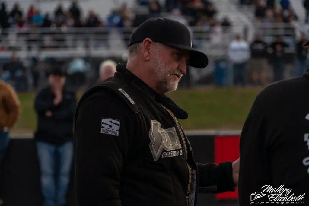 Street Outlaws No Prep Kings star Jeff Lutz looking on during the chip draw during a race