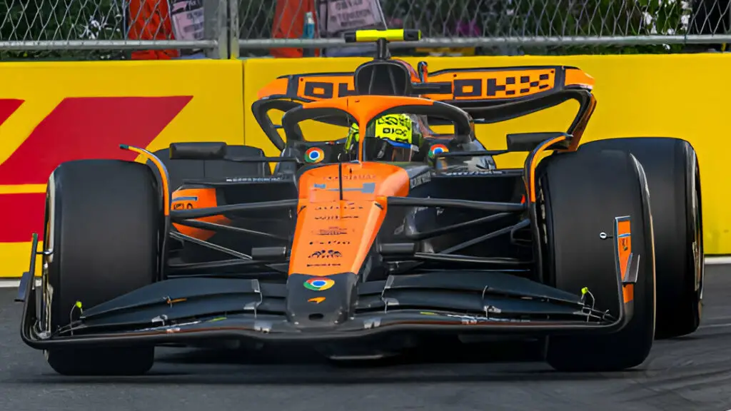 McLaren Formula One driver Lando Norris drives his car during the F1 Grand Prix of Miami 
