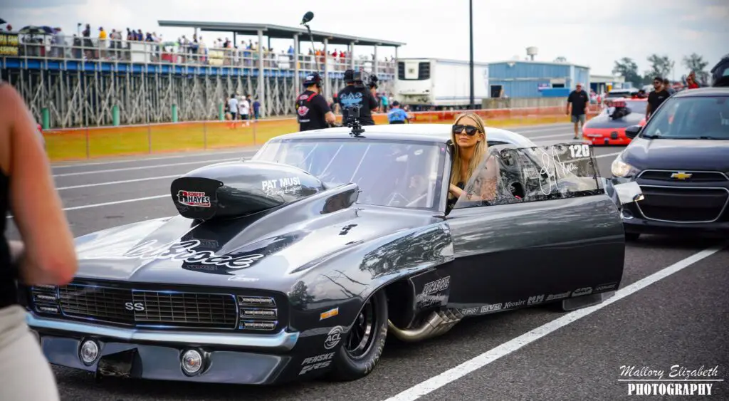 Street Outlaws No Prep Kings star Lizzy Musi in the staging lanes before making a pass at a dragstrip