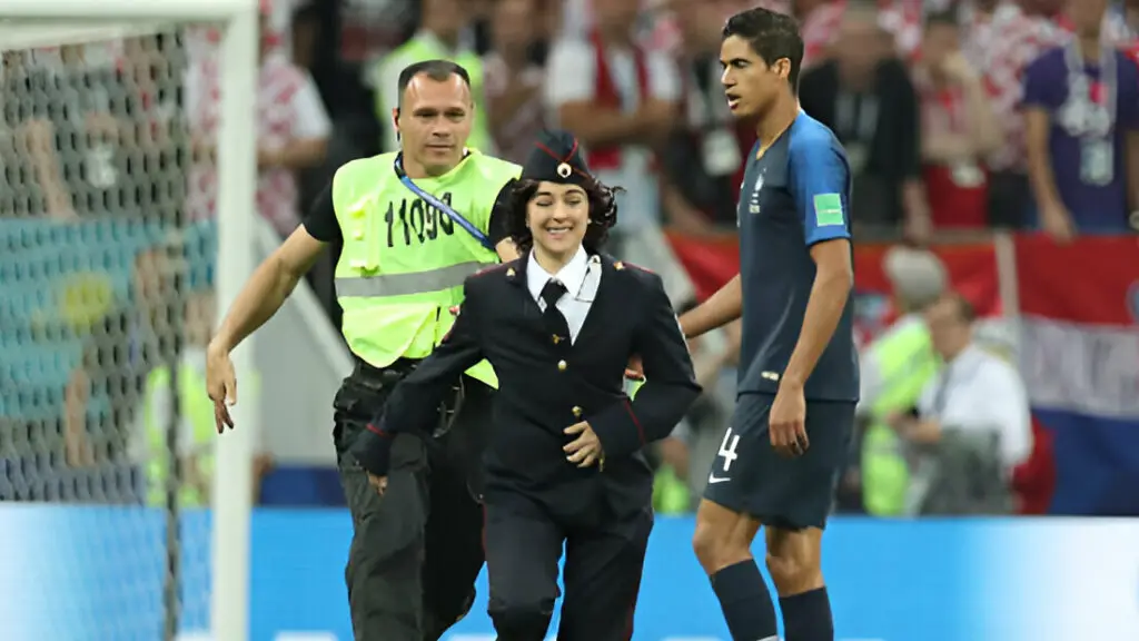 Olga Kurachyova, a member of the punk band, Anti-Kremlin Russian protest group Pussy Riot, said she was one of the people who ran onto the pitch during the 2018 FIFA World Cup Russia Final between France and Croatia