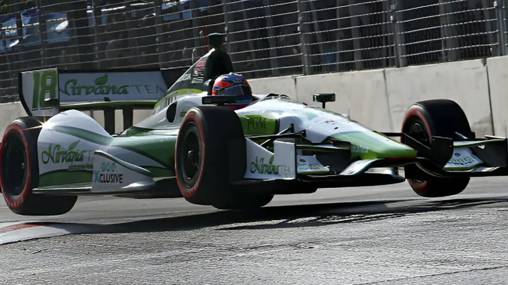 IndyCar driver Stefan Wilson drives through a turn during the Grand Prix of Baltimore