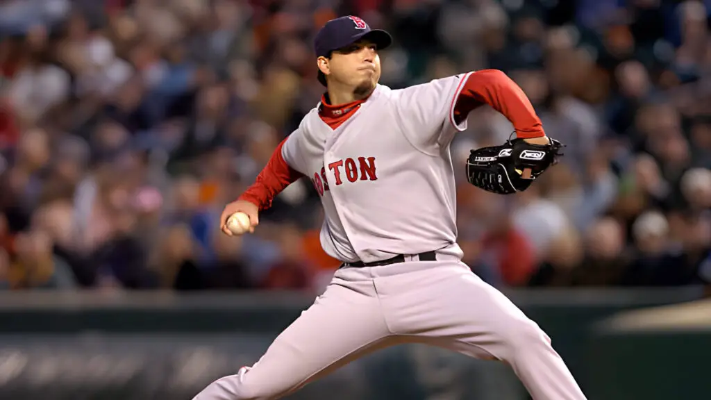 Boston Red Sox pitcher Josh Beckett throws a pitch against the Baltimore Orioles