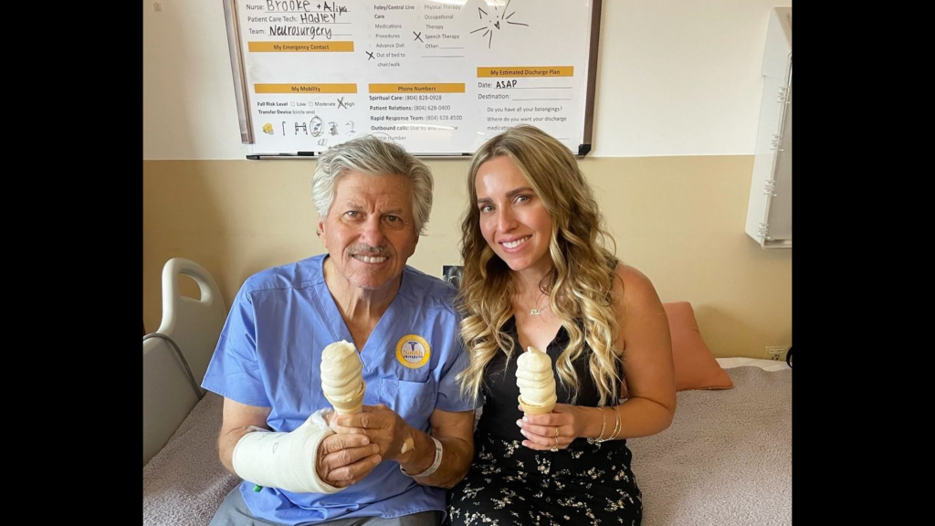 Brittany and John Force with ice cream