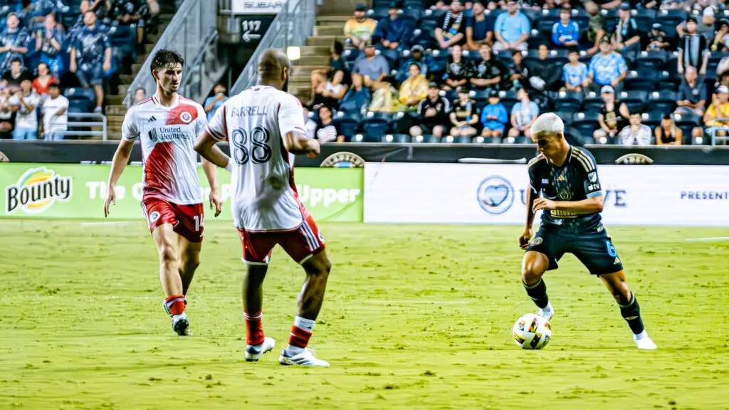 Philadelphia Union Wonder Kid Cavan Sullivan plays the ball against the New England Revolution