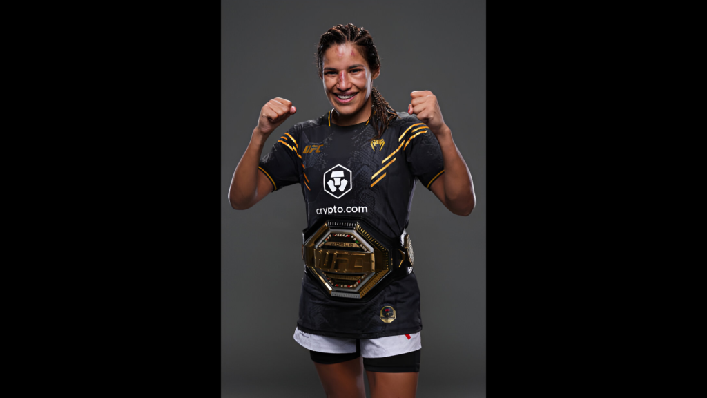 UFC fighter Julianna Peña poses for a portrait after her victory during the UFC 307 event