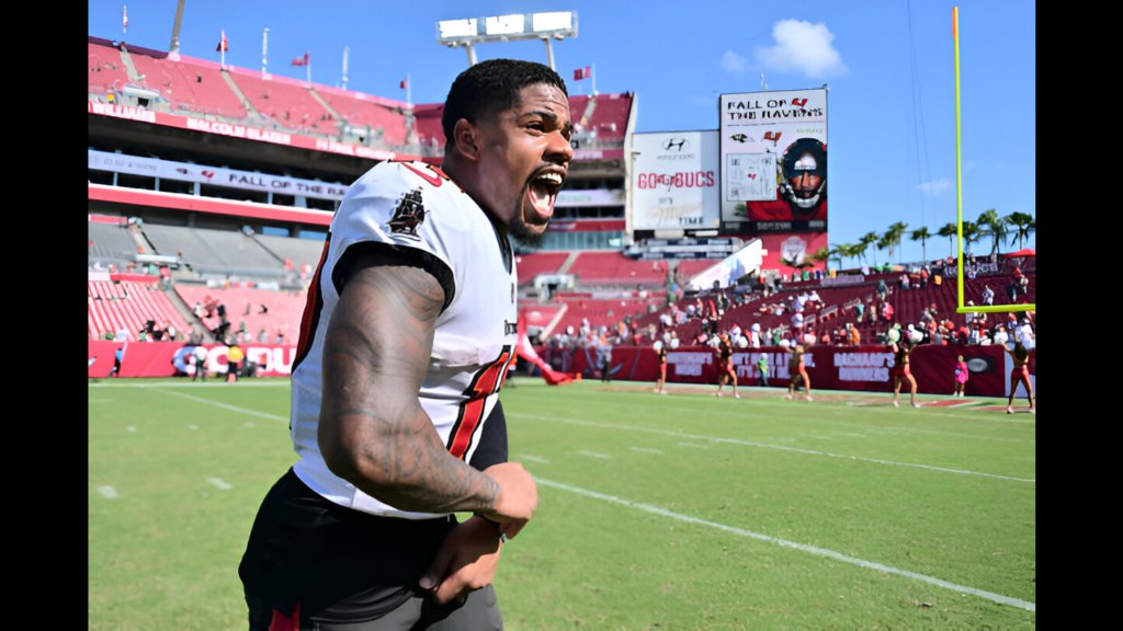 Tampa Bay Buccaneers wide receiver Sterling Shepard celebrates after defeating the Philadelphia Eagles