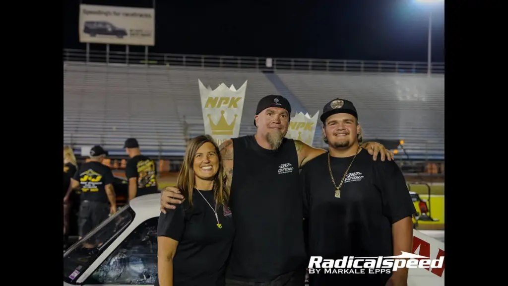 Street Outlaws original Shawn "Murder Nova" Ellington celebrates the Street Outlaws No Prep Kings Season 7 Championship with his family