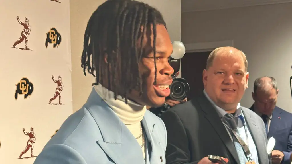 Our Publisher Anthony Caruso III interviewing Colorado Buffaloes star Travis Hunter before the Heisman Trophy announcement