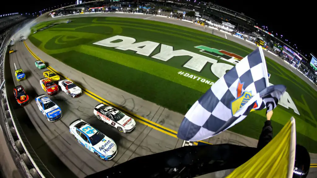 NASCAR Cup Series driver Austin Cindric takes the checkered flag under caution over Erik Jones to win the NASCAR Cup Series Duel 2