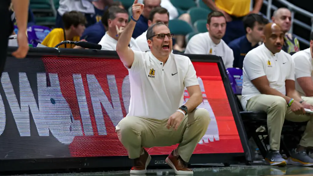 Former Murray State Racers head coach Steve Prohm gestures to his players during the second half of the game against the Charlotte 49ers