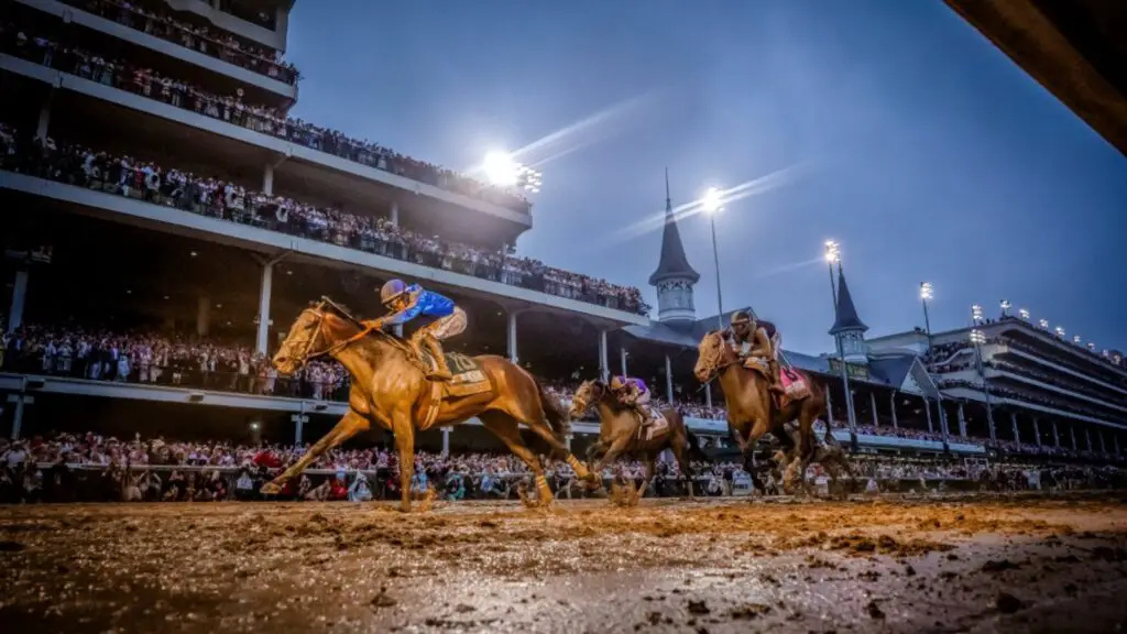 Horse Sovereignty winning the 151st running of the Kentucky Derby at Churchill Downs